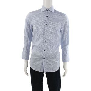 Munro Mens Cotton Collared Long Sleeve Button-Down Shirt White Size S